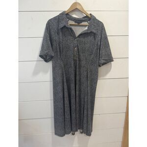 Lands End Black and White Knit Classy Dress Sz 18